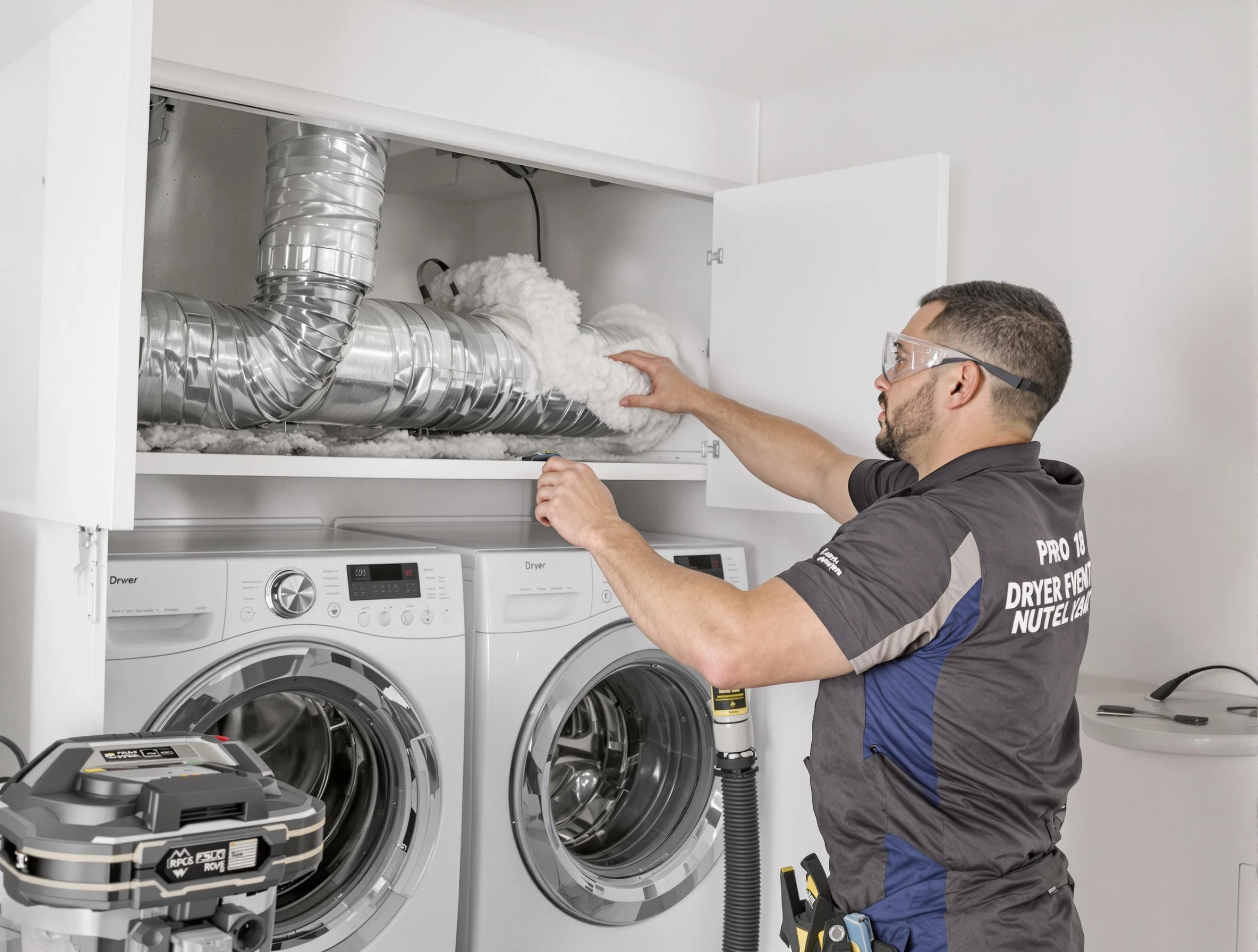 Canton Dryer Vent Cleaning certified technician performing specialized gas dryer vent cleaning in Canton